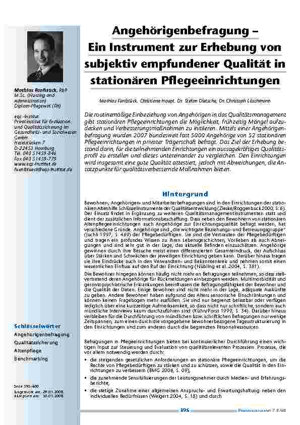 [doc_200244] Angehörigenbefragung – Ein Instrument zur Erhebung von subjektiv empfundener Qualität in stationären Pflegeeinrichtungen