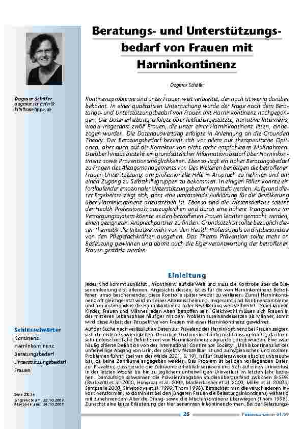 [doc_200180] Beratungsund Unterstützungsbedarf von Frauen mit Harninkontinenz