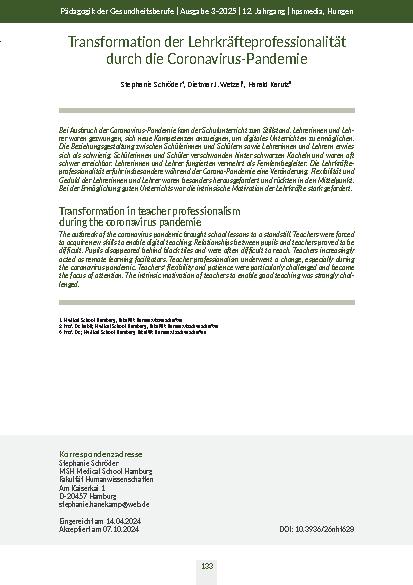 [doc_560628] Transformation der Lehrkräfteprofessionalität durch die Coronavirus-Pandemie