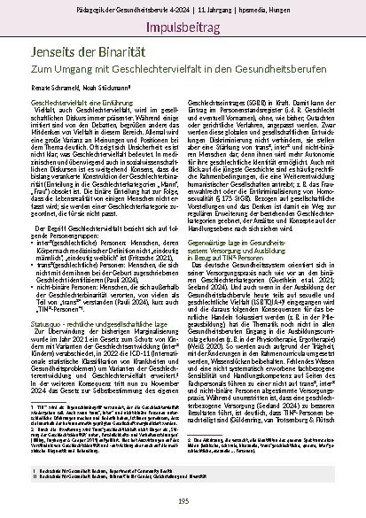 [doc_321160] Jenseits der Binärität: Zum Umgang mit Geschlechtervielfalt in den Gesundheitsberufen