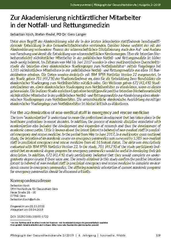 [doc_202112] Zur Akademisierung nichtärztlicher Mitarbeiter in der Notfallund Rettungsmedizin