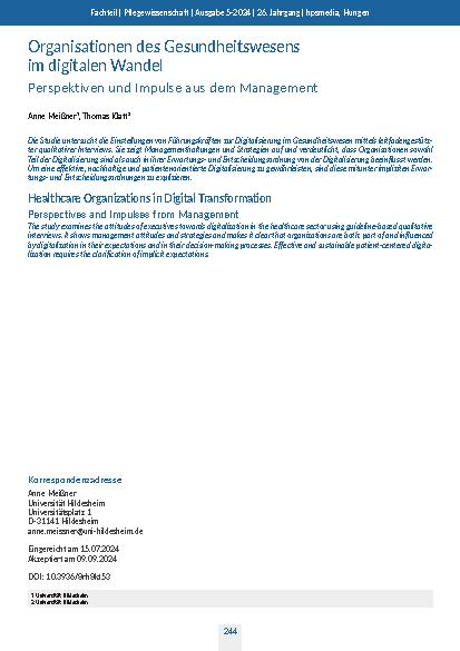 [doc_321577] Organisationen des Gesundheitswesens im digitalen Wandel: Perspektiven und Impulse aus dem Management