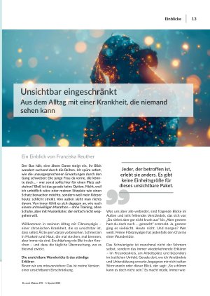 [doc_570027] Unsichtbar eingeschränkt Aus dem Alltag mit einer Krankheit, die niemand sehen kann