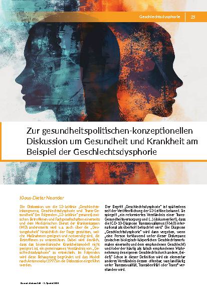 [doc_349688] Zur gesundheitspolitischen-konzeptionellen Diskussion um Gesundheit und Krankheit am Beispiel der Geschlechtsdysphorie