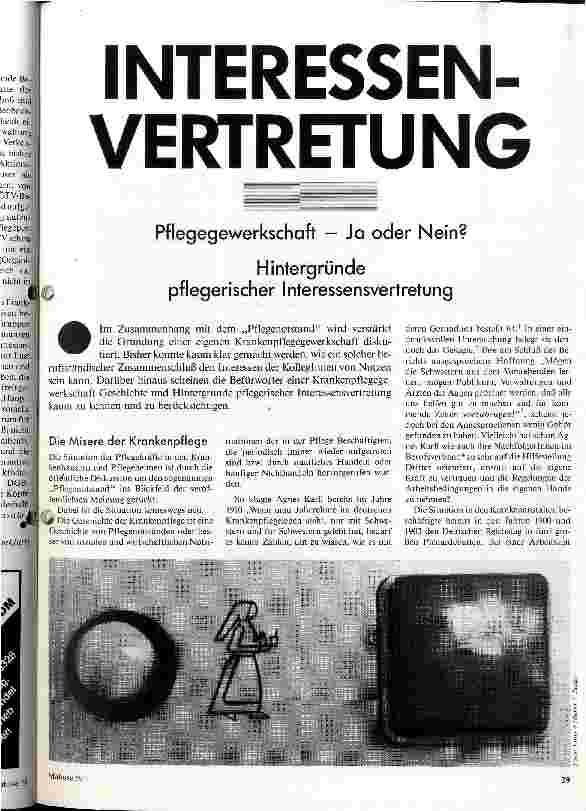 [doc_20304] Interessenvertretung Pflegegewerkschaft - Ja oder Nein? Hintergründe pflegerischer Interessenvertretung