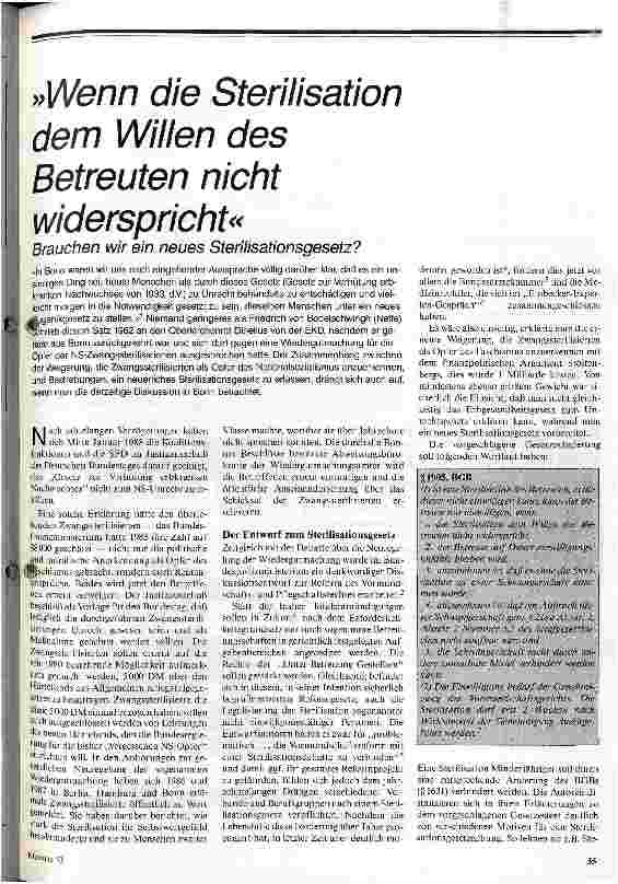 [doc_17810] Wenn die Sterilisation dem Willen des Betreuten nicht widerspricht Brauchen wir ein neues sterilisationsgesetz?