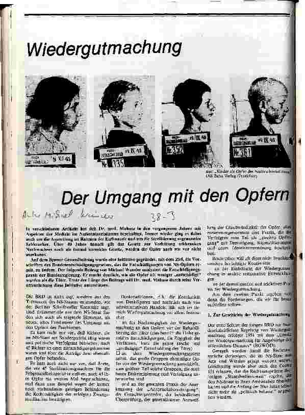[doc_14031] Wiedergutmachung Der Umgang mit den Opfern